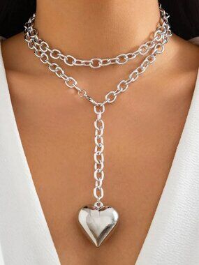 MAYAMAR - Silver Heart Drop Necklace